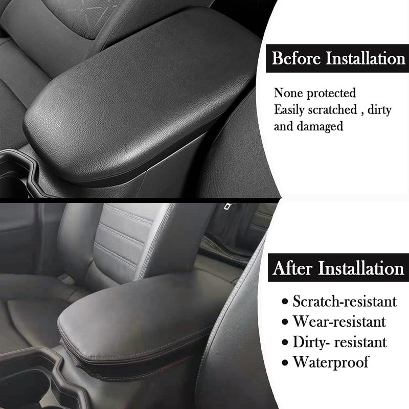 ciizssria Car Armrest Center Console Covers for Toyota RAV4 Accessories 2026 2025 2024 2019 2020 2021 2022 2023, PU Leather Middle Console Lid Cover Pad Protector(Black Line) - Image 4